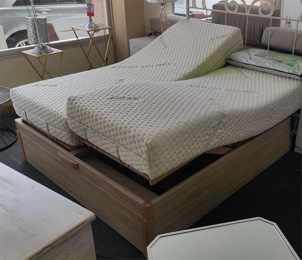 Foto 1 CONJUNTO CANAPE CON 2 SOMIERES ARTICULADOS INDIPENDIENTES + COLCHONES DE VISCOELASTICA