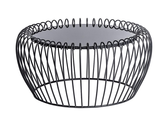 MESA DE CENTRO METAL Y CRISTAL NEGRO