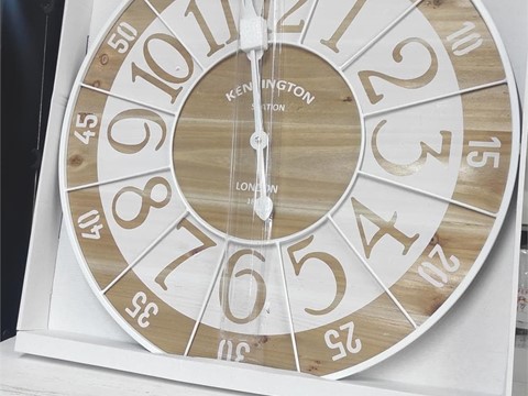 RELOJ DE PARED MADERA Y BLANCO